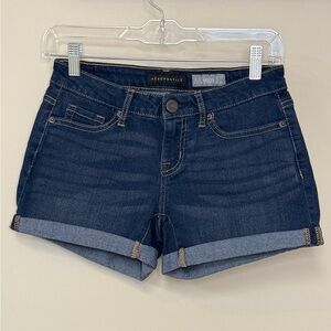 Aeropostale: Women's Midi Jean Short, Dark Blue Denim, Size 0